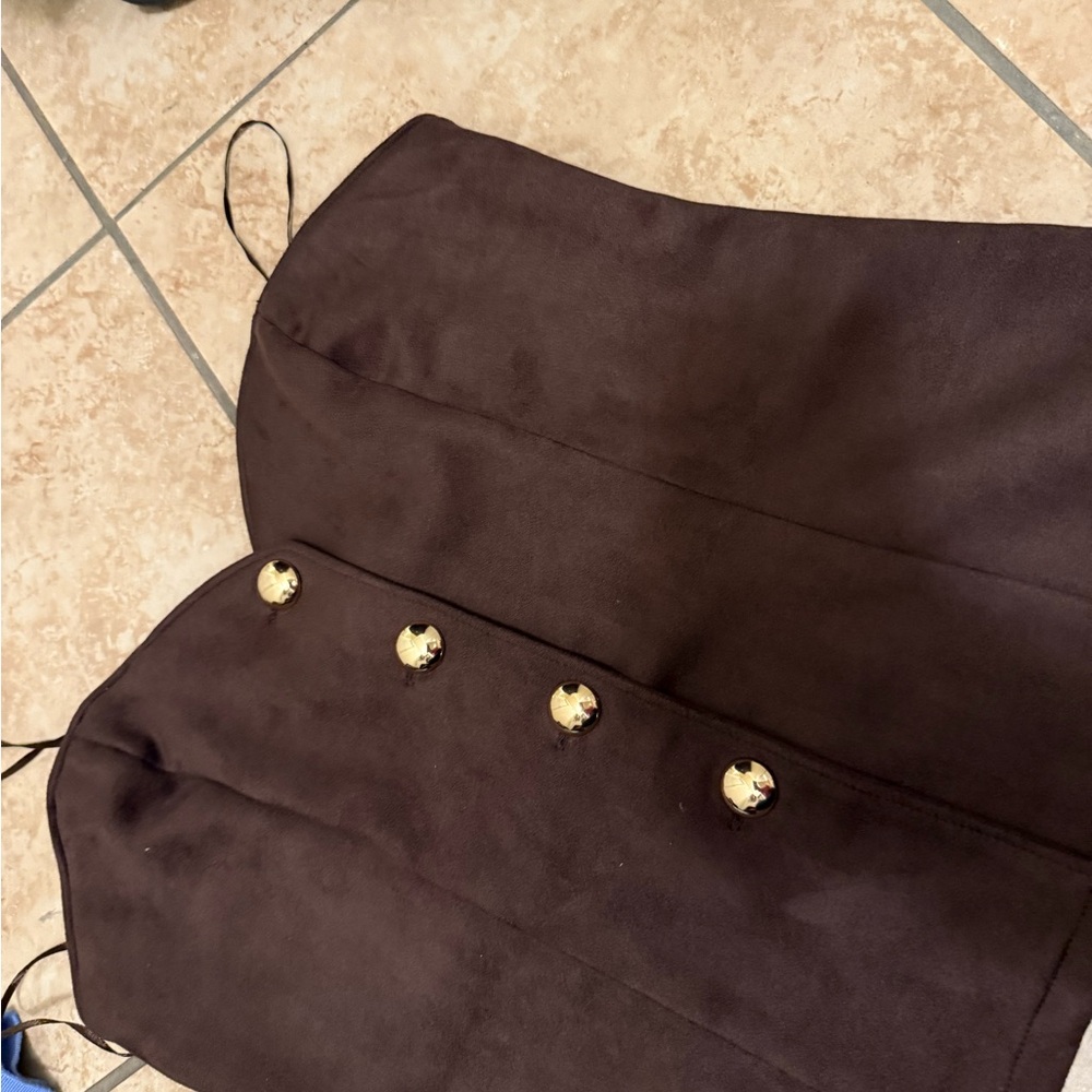 Brown Corset Top with Gold Buttons